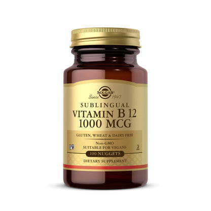 Solgar Sublingual Vitamin B12 1000 mcg – 100 Nuggets (100 Servings) | Non-GMO, Vegan, Gluten Free