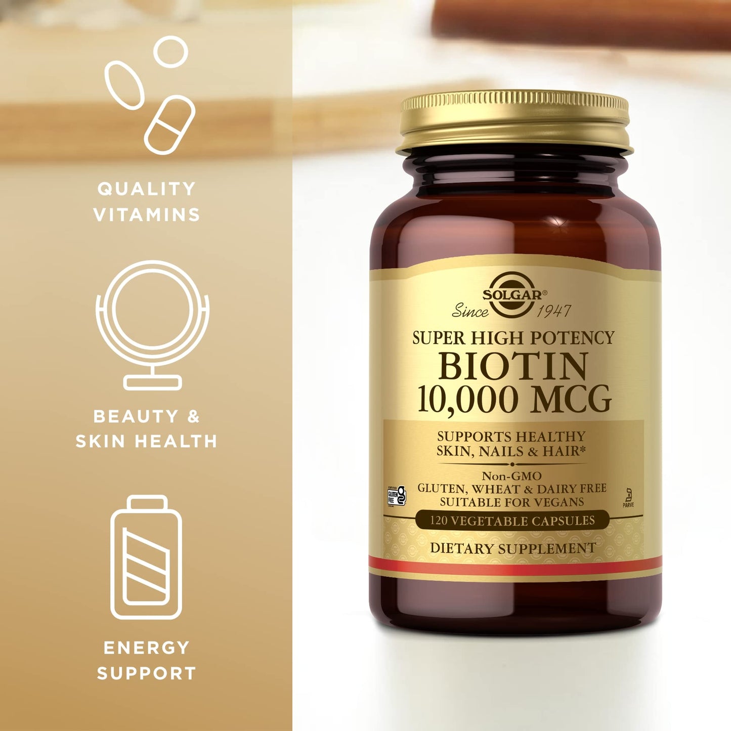 Solgar Biotin 10,000 mcg – 240 Servings (Pack of 2) – Vegan, Gluten Free