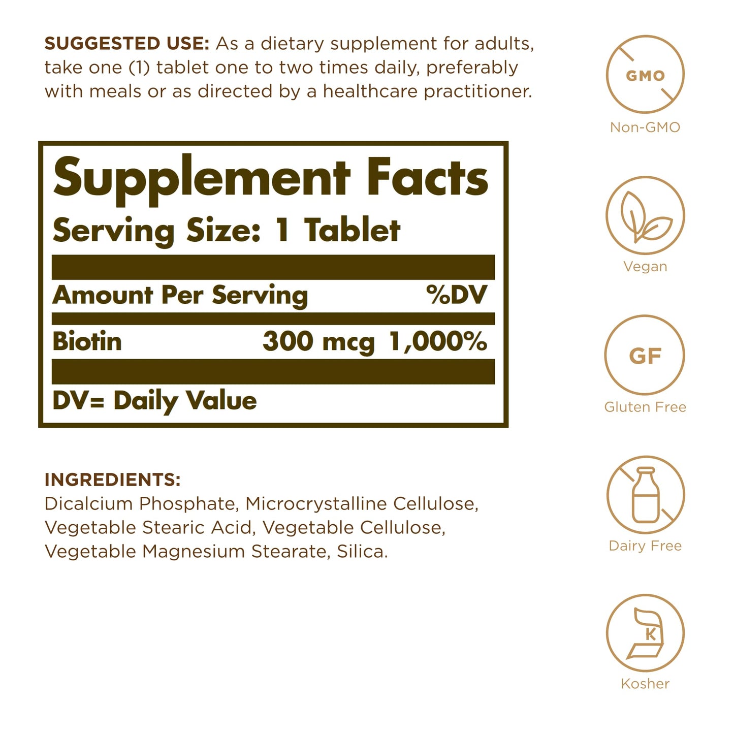 Solgar Biotin 300 mcg – 100 Tablets | Vegan, Non-GMO, Gluten Free