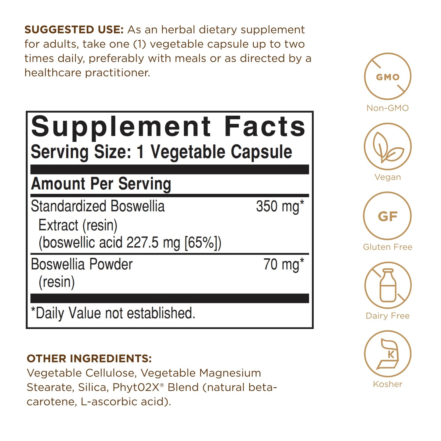 Solgar Boswellia Resin Extract - 60 Vegetable Capsules | Standardized Full Potency (SFP) | Non-GMO, Vegan, Gluten Free, Dairy Free, Kosher | 60 Servings