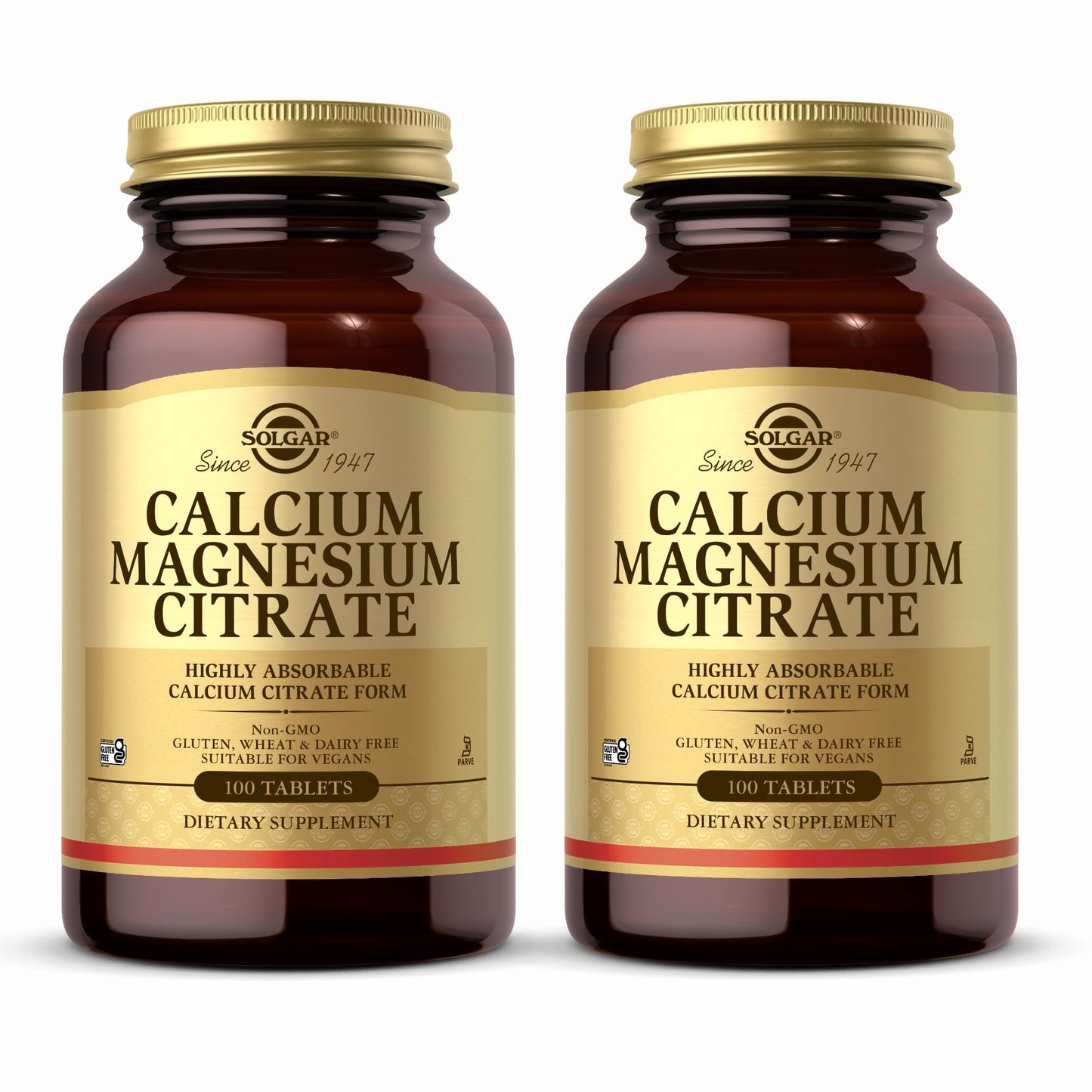 Solgar Calcium Magnesium Citrate – 100 Tablets Pack of 2 – Non-GMO, Vegan, Gluten Free, Kosher | 40 Servings