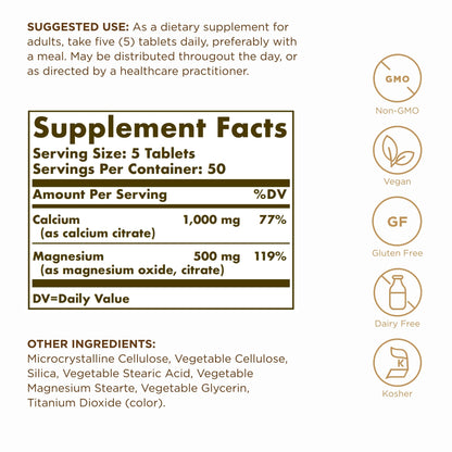 Solgar Calcium Magnesium Citrate – 250 Tablets (Pack of 3) | 150 Total Servings | Supports Healthy Bones & Teeth, Musculoskeletal & Nervous System | Non-GMO & Vegan
