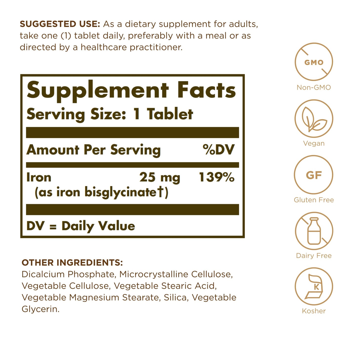 Solgar Chelated Iron – 100 Tablets | Gentle on Your Stomach, Non-GMO, Vegan, Gluten Free, Dairy Free, Kosher