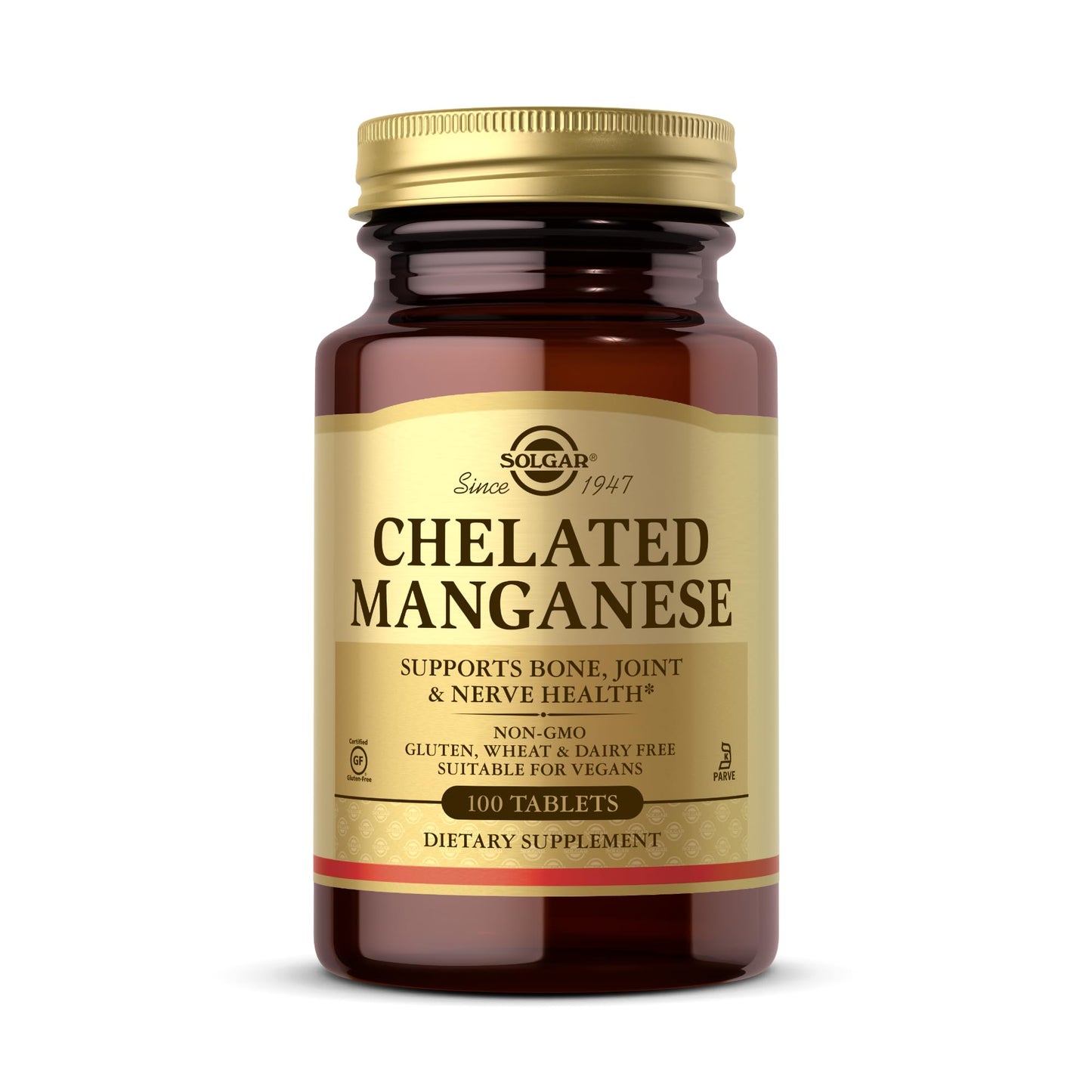 Solgar Chelated Manganese - 100 Tablets | Supports Bone, Joint & Nerve Health | Non-GMO, Vegan, Gluten Free, Dairy Free, Kosher