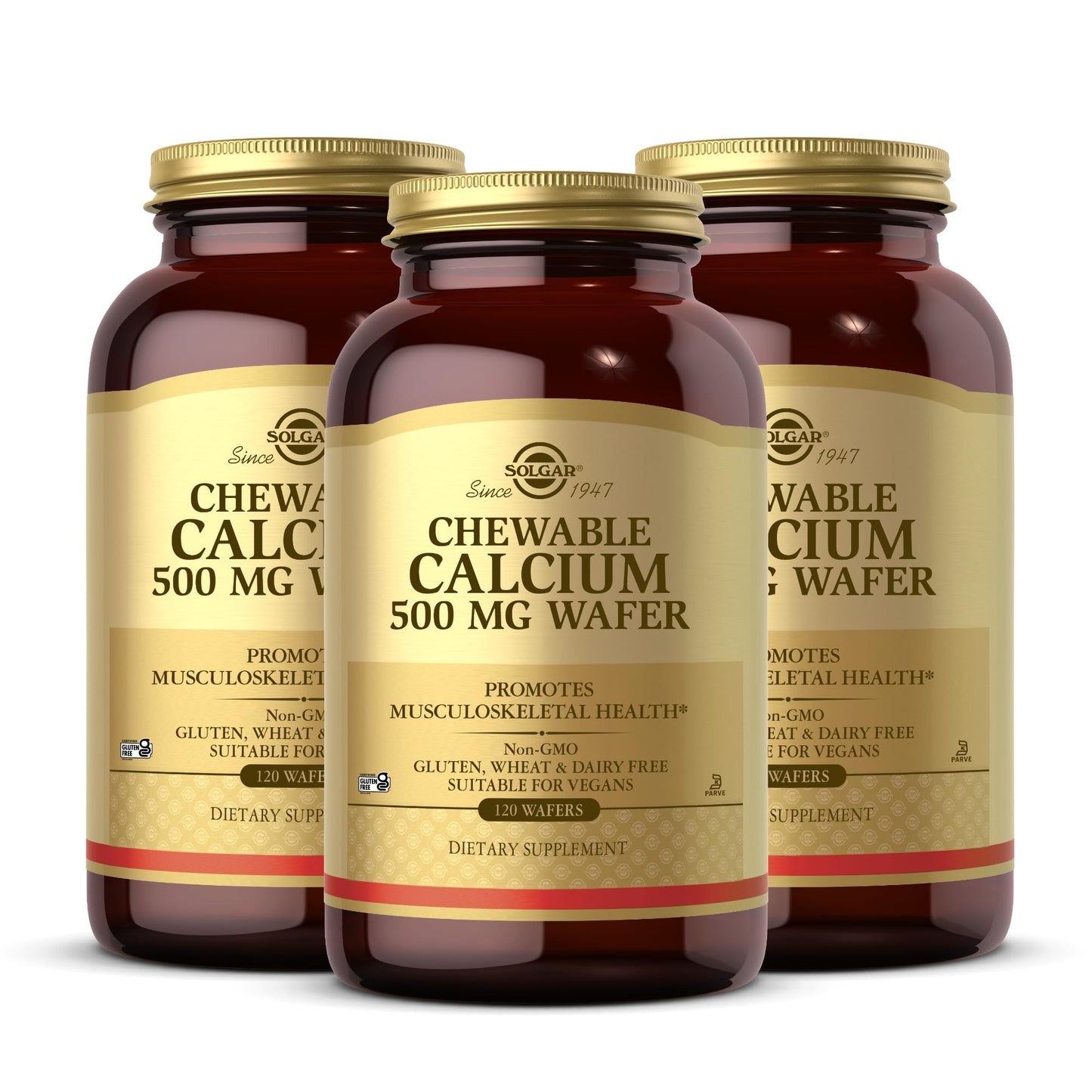 Solgar Chewable Calcium 500 mg - 180 Total Servings (Pack of 3) | Non-GMO, Vegan, Gluten & Dairy Free