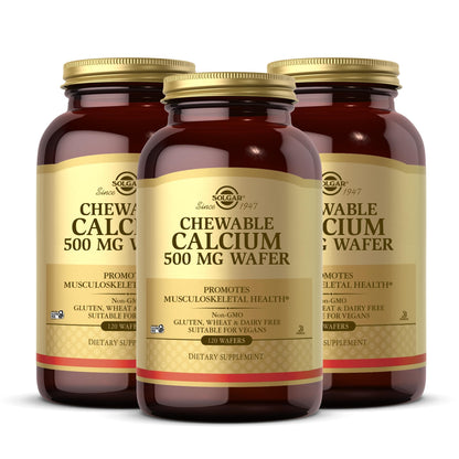Solgar Chewable Calcium 500 mg - 180 Total Servings (Pack of 3) | Non-GMO, Vegan, Gluten & Dairy Free