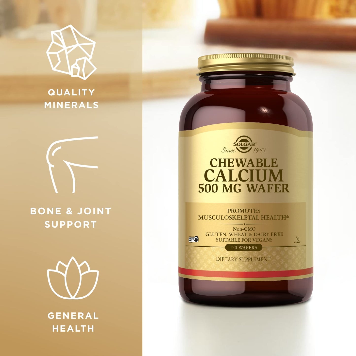 Solgar Chewable Calcium 500 mg - 180 Total Servings (Pack of 3) | Non-GMO, Vegan, Gluten & Dairy Free