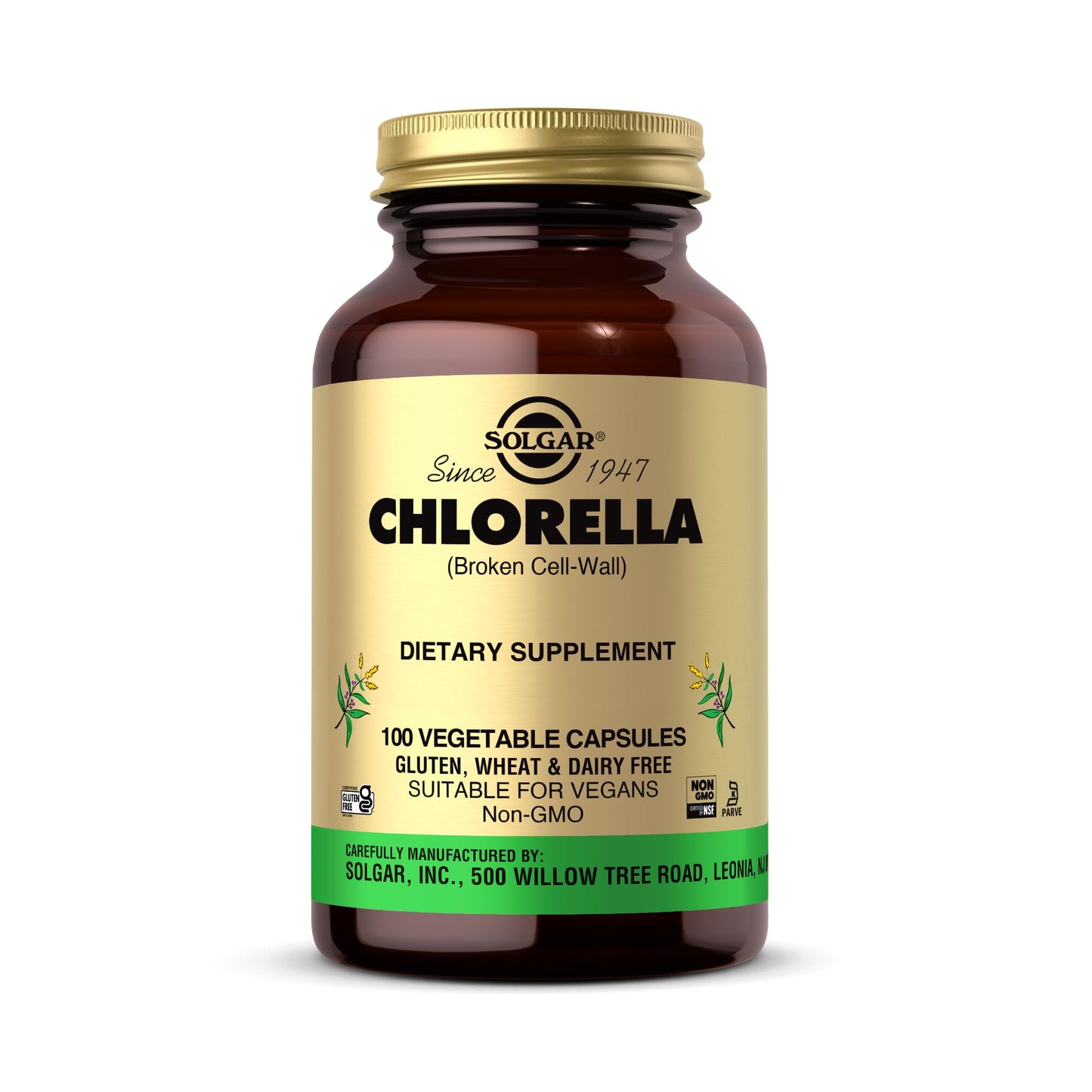 Solgar Chlorella 100 Vegetable Capsules - Maximum Absorption | Non-GMO, Vegan, Gluten Free, Kosher - 100 Servings