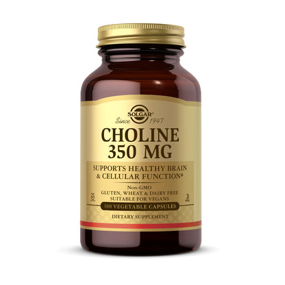Solgar Choline 350 mg - 100 Vegetable Capsules | Non-GMO, Vegan, Kosher