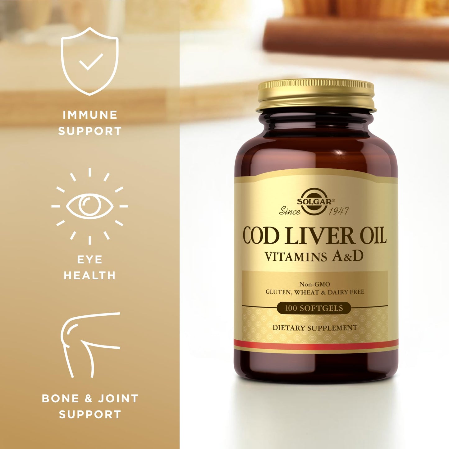 Solgar Cod Liver Oil - 100 Softgels (2-Pack) | Vitamins A & D | Non-GMO Gluten Free