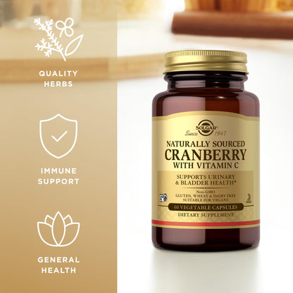 Solgar Cranberry with Vitamin C - 60 Vegetable Capsules | Supports Urinary & Bladder Health - Non-GMO, Vegan, Kosher, Gluten Free