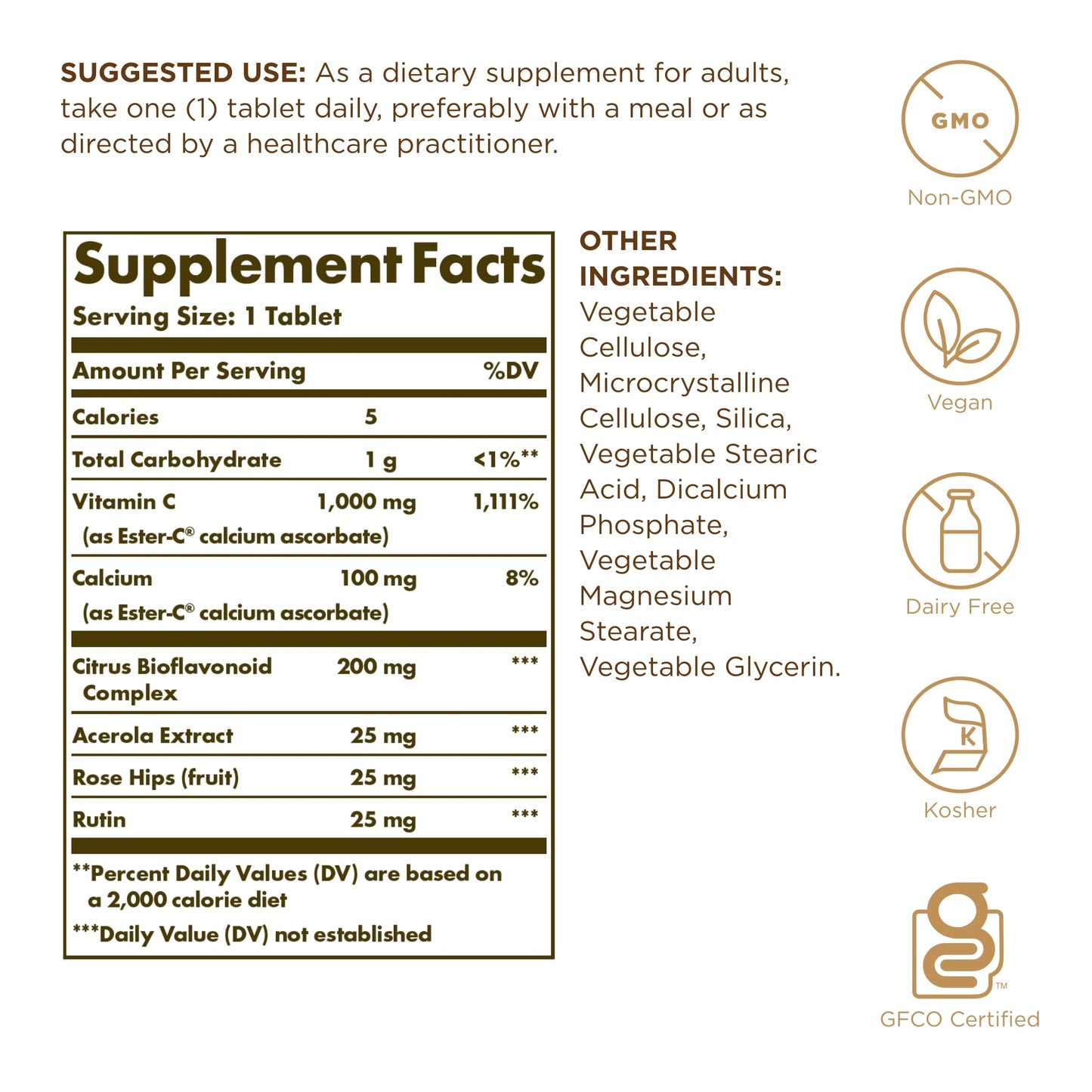 SOLGAR Ester-C Plus 1000 mg Vitamin C (Ascorbate Complex) - 180 Tablets, Pack of 2 - Gentle & Non Acidic - Supports Upper Respiratory Health - Non-GMO, Gluten Free - 360 Total Servings