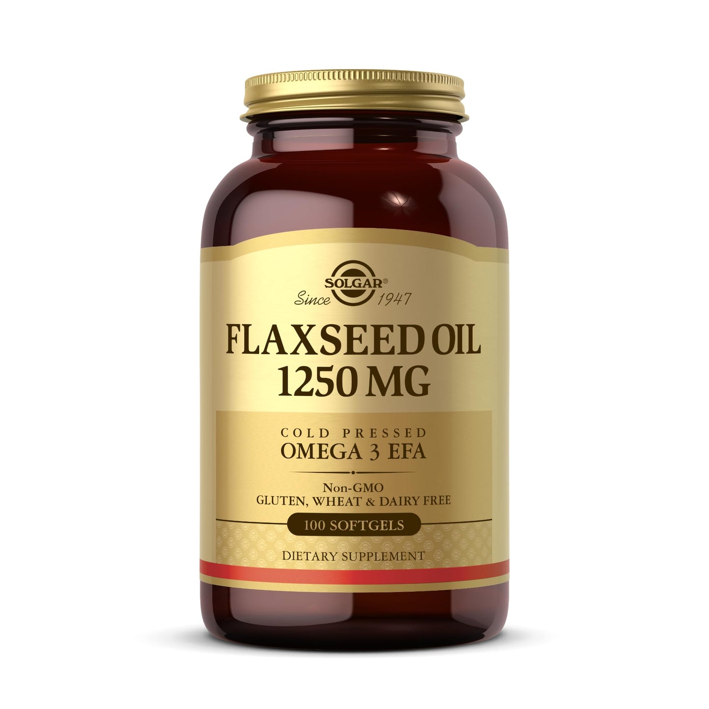 Solgar Flaxseed Oil 1250 mg – 100 Softgels | Organic Cold-Pressed Omega-3 | Supports Heart, Immune & Skin Health | Non-GMO, Gluten Free, Dairy Free | 50 Servings
