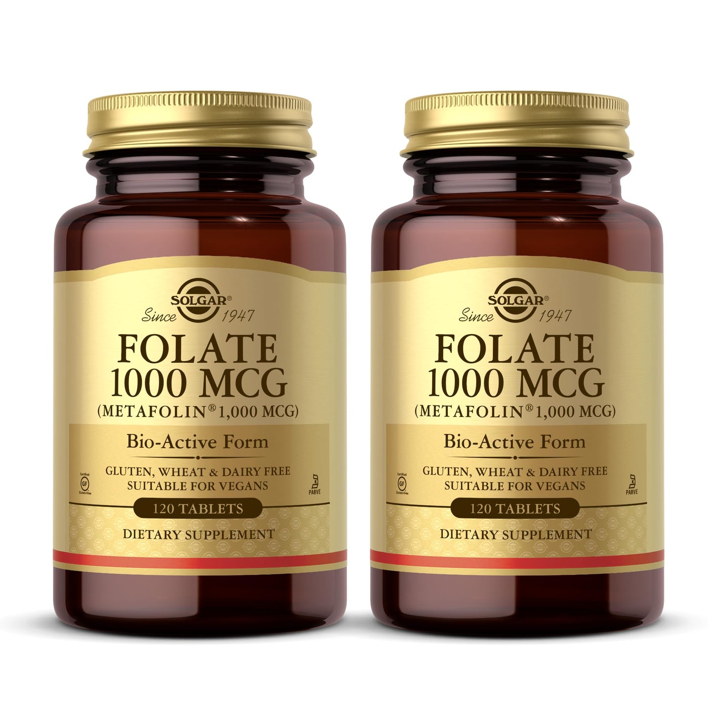 Solgar Folate 1000 mcg – 120 Tablets, 2 Pack | Metafolin Bio-Active