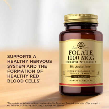 Solgar Folate 1000 mcg – 120 Tablets, 2 Pack | Metafolin Bio-Active