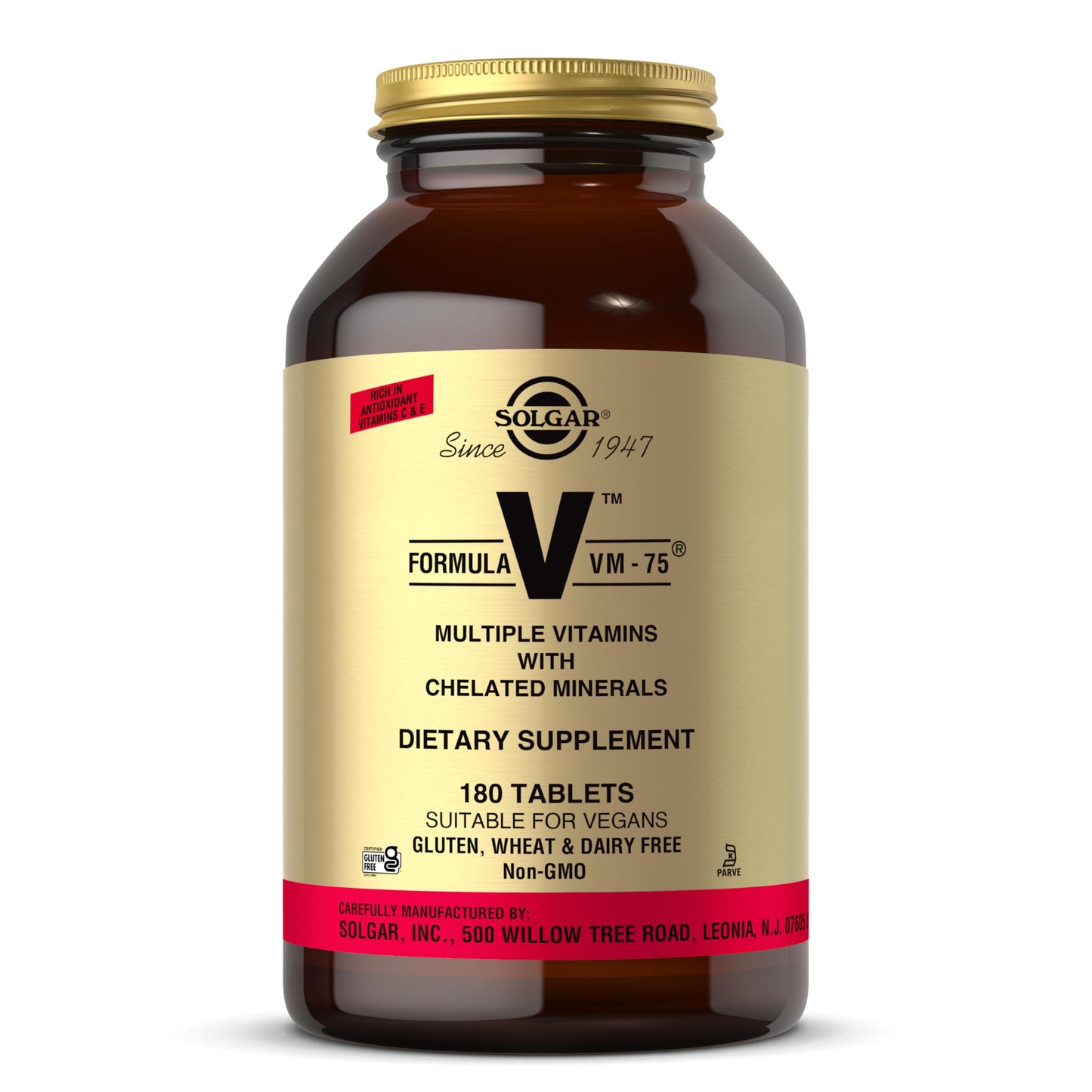 Solgar Formula VM-75 Multivitamin 180 Tablets – Chelated Minerals, Vegan, Gluten Free, Kosher