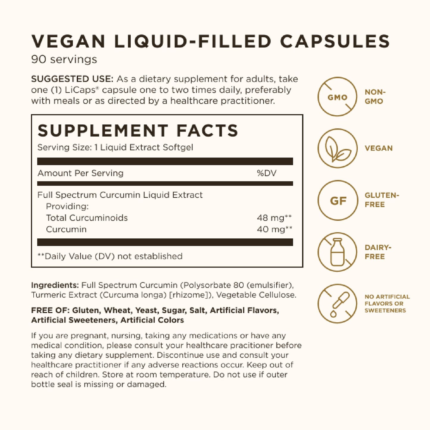 Solgar Full Spectrum Curcumin - 90 LICaps | Superior Absorption for Brain, Joint & Immune Health