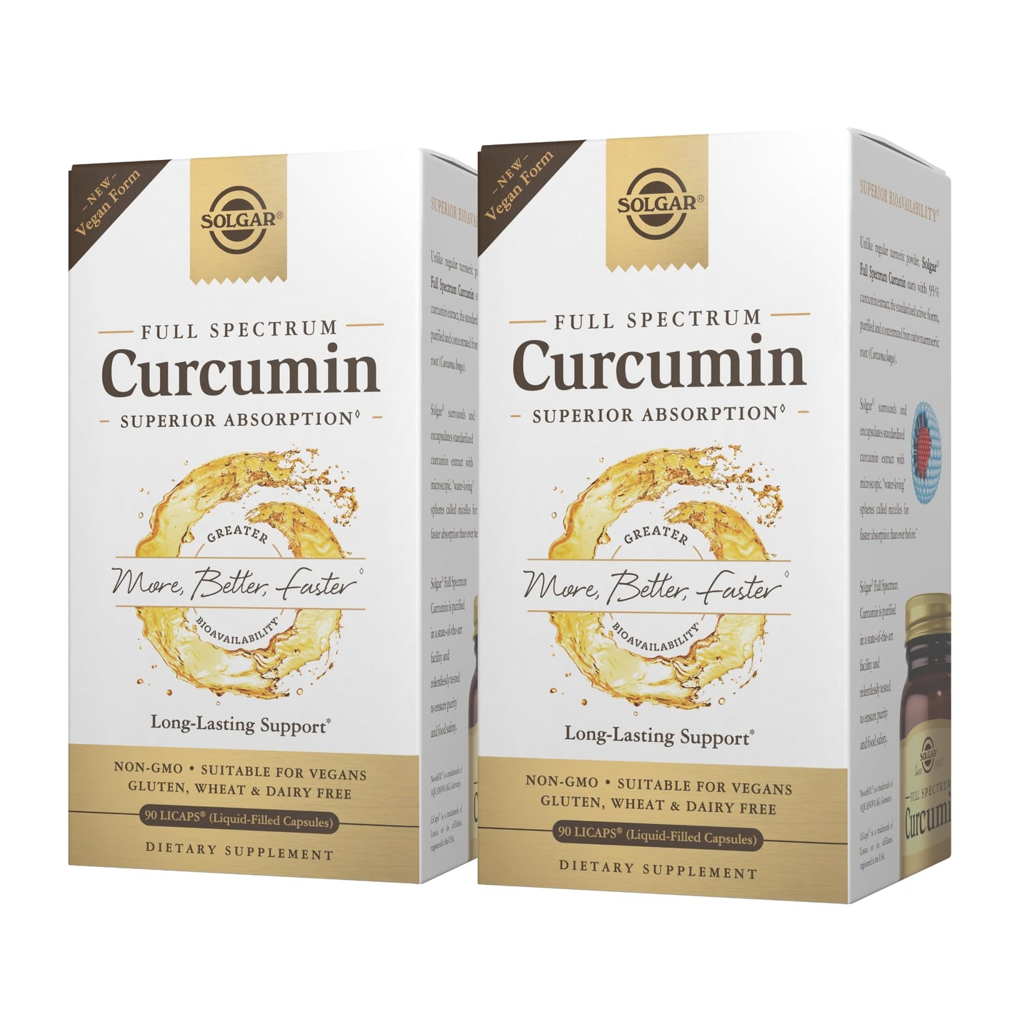 Solgar Full Spectrum Curcumin – 90 LCaps x2 Pack | Superior Absorption, Brain & Joint Health | Non-GMO, Vegan, Gluten Free