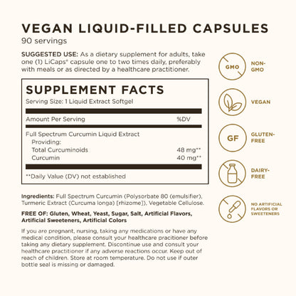 Solgar Full Spectrum Curcumin – 90 LCaps x2 Pack | Superior Absorption, Brain & Joint Health | Non-GMO, Vegan, Gluten Free
