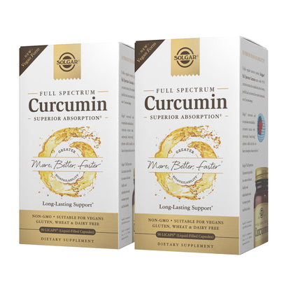 Solgar Full Spectrum Curcumin – 90 LCaps x2 Pack | Superior Absorption, Brain & Joint Health | Non-GMO, Vegan, Gluten Free