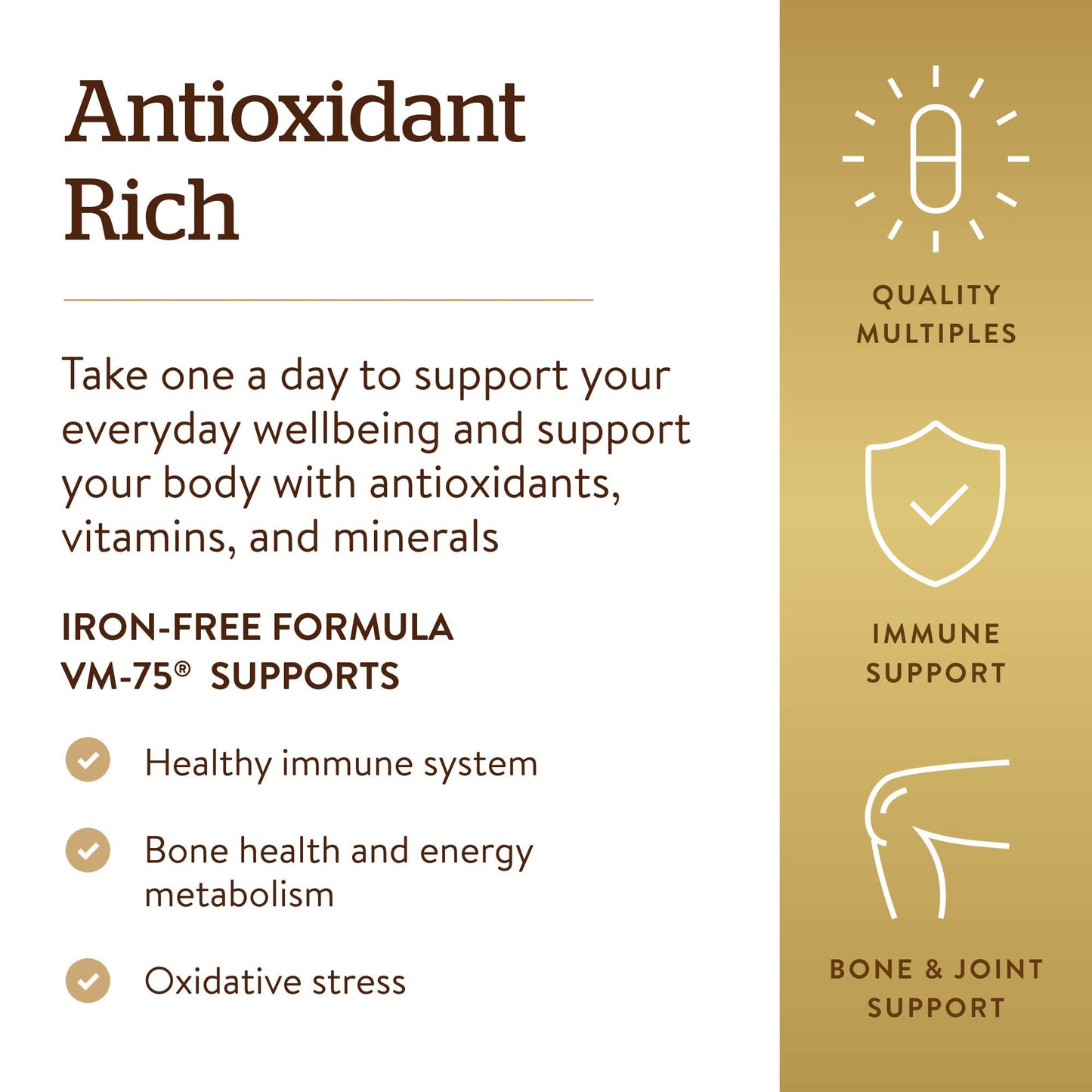 Solgar Iron-Free VM-75 Multivitamin with Chelated Minerals – 180 Tablets | Vegan, Gluten & Dairy Free