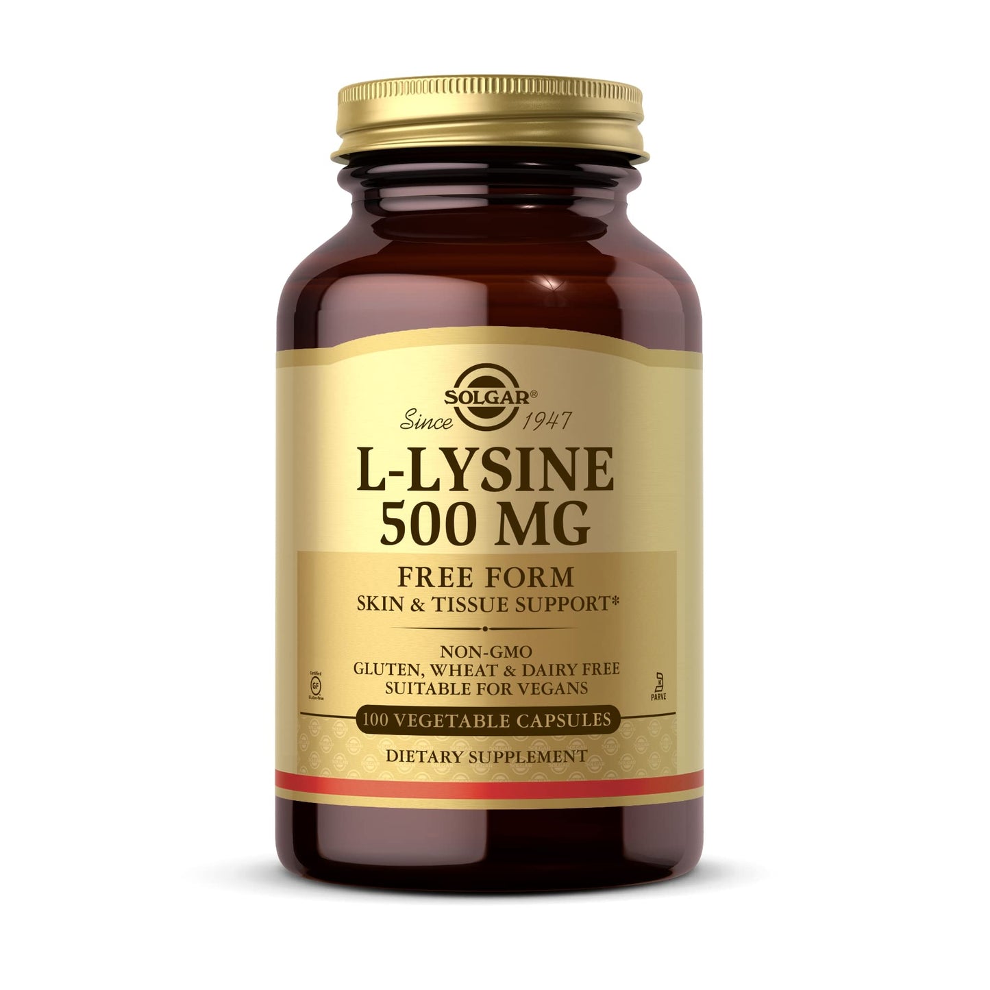 Solgar L-Lysine 500 mg - 100 Veg Capsules | Skin & Tissue Support