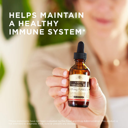 Solgar Liquid Vitamin D3 125 mcg (5,000 IU) - 2 fl oz - Delicious, Natural Orange Flavor - Helps Maintain Healthy Bones & Teeth - Immune System Support - Gluten Free, Dairy Free, Kosher - 59 Servings
