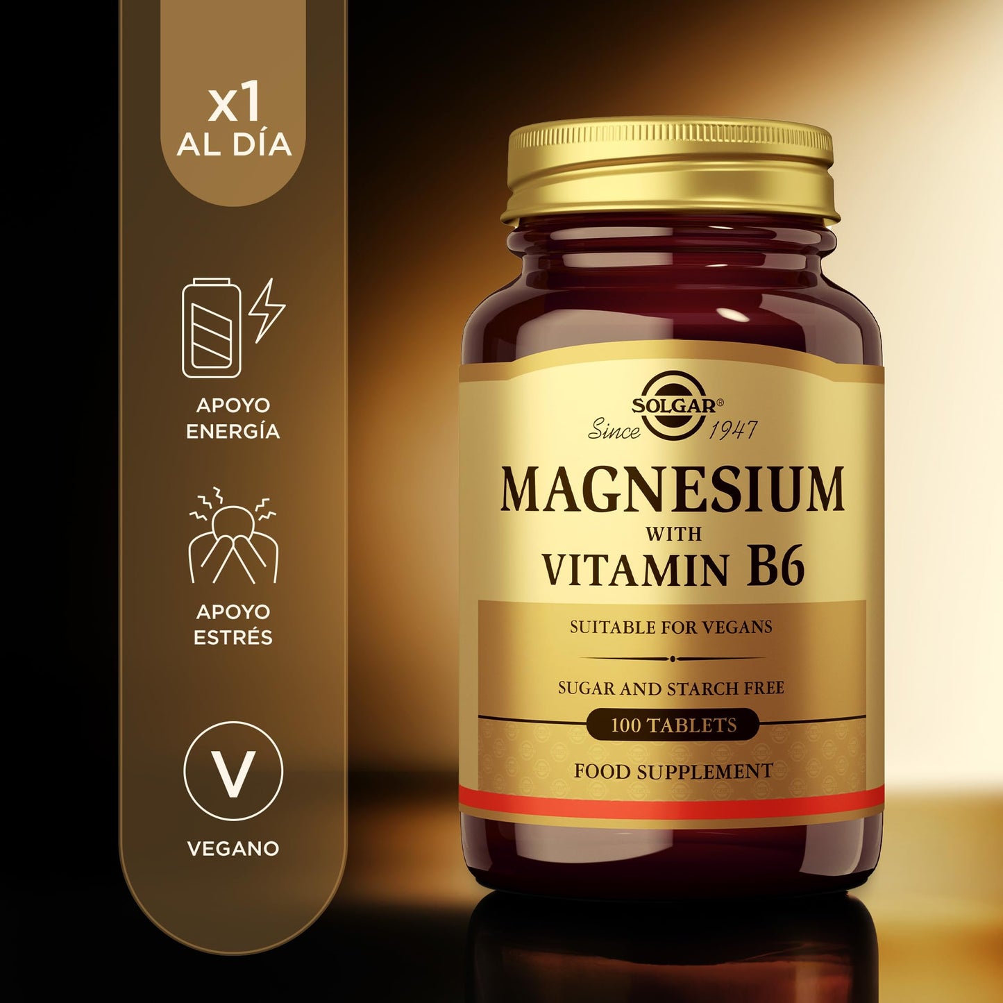 Solgar Magnesium with Vitamin B6 100 Tablets – 33 Servings | Bone Health, Nerve & Muscle Support, Energy Metabolism | Non-GMO, Vegan, Gluten Free