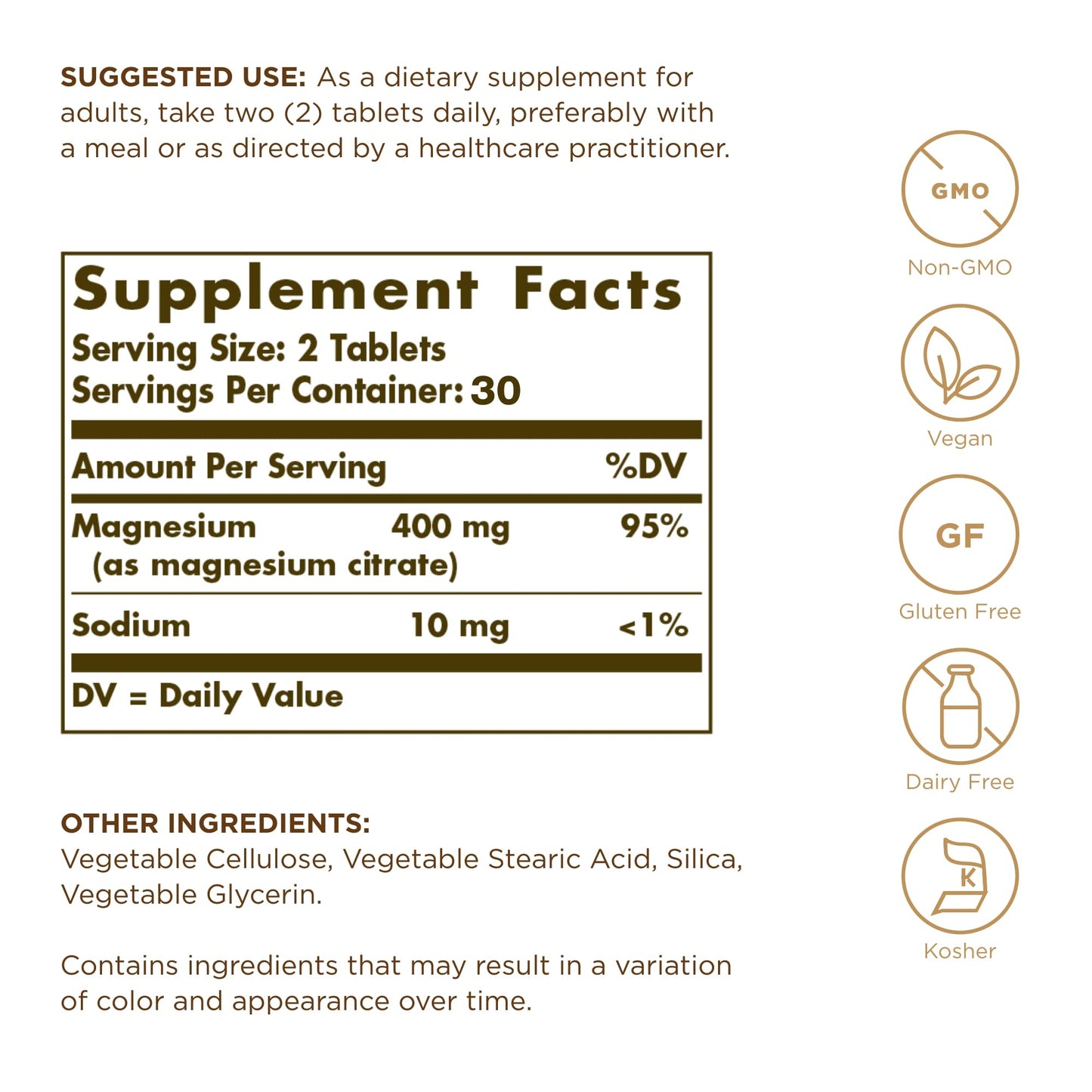 Solgar Magnesium Citrate 60 Tablets | Nerve and Muscle Support