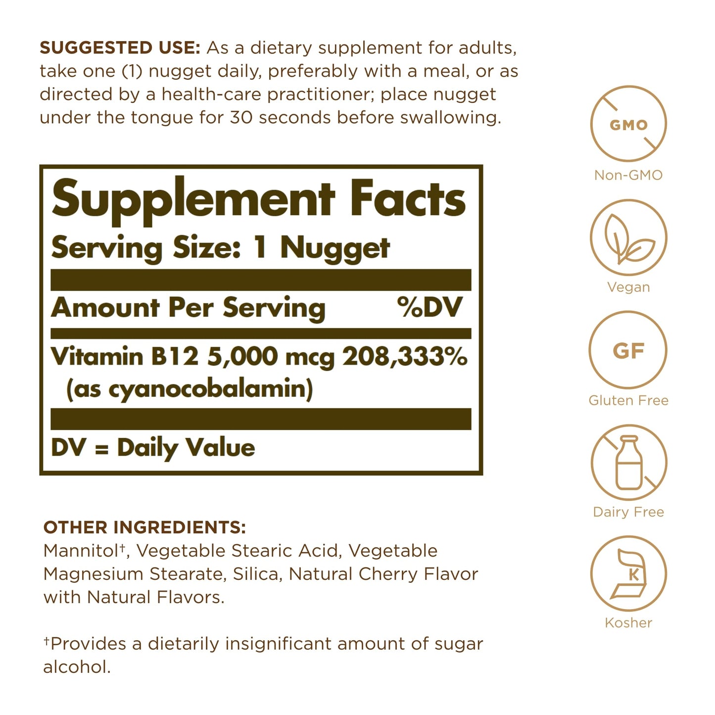 Solgar Megasorb Vitamin B12 5000 mcg – 30 Nuggets | Vegan, Non-GMO