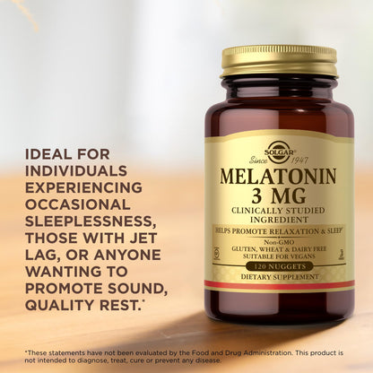 Solgar Melatonin 3 mg - 120 Nuggets | Sleep Support, Vegan & Non-GMO