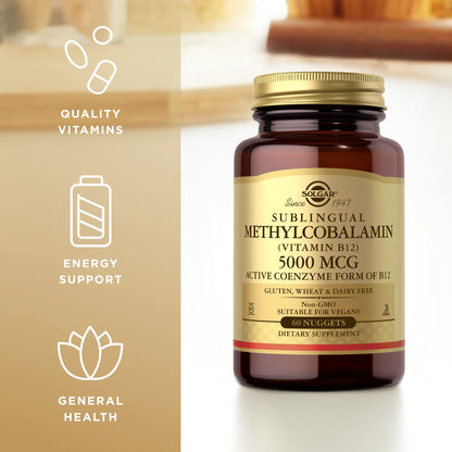 Solgar Methylcobalamin 5000 mcg Nuggets – Cherry Flavor, 180 Servings | Energy Metabolism, Vegan
