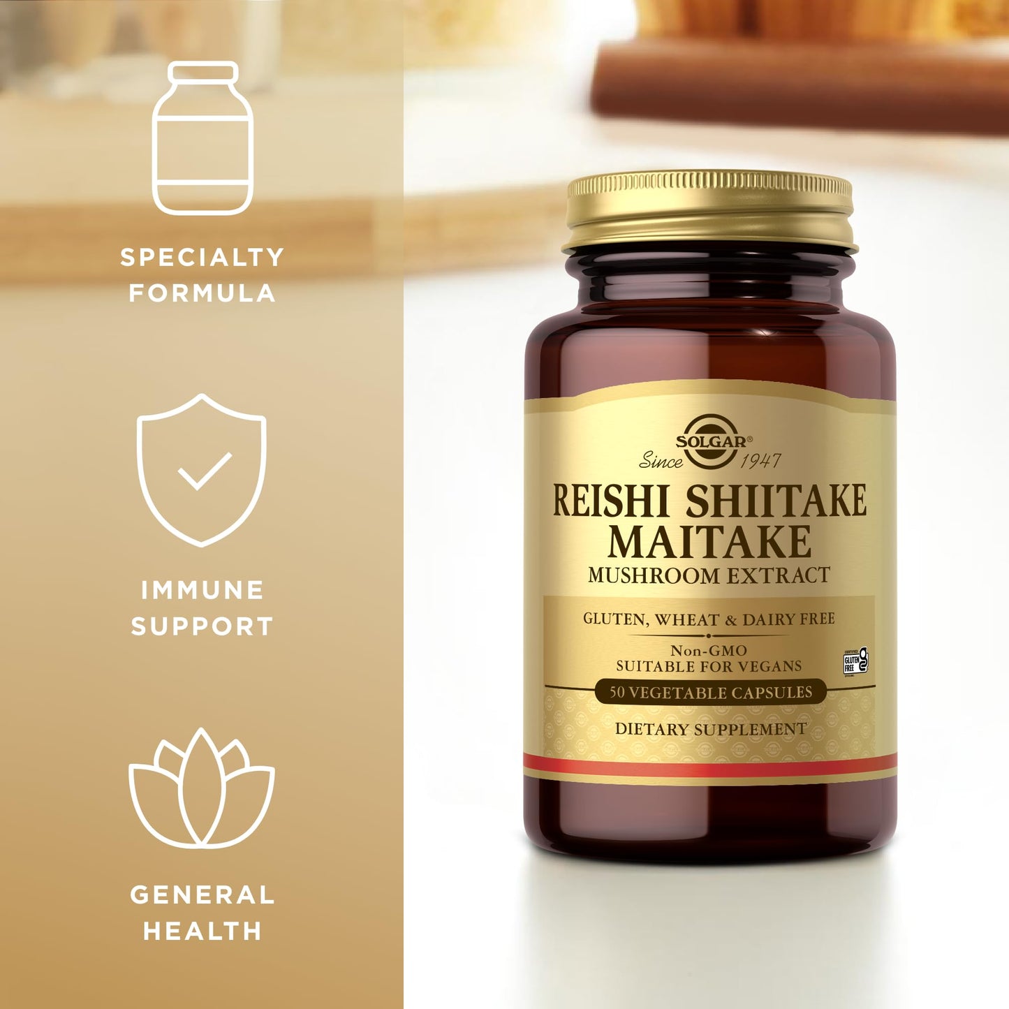 Solgar Reishi Shiitake Maitake - 50 Veg Caps | Mushroom Extract, Non-GMO, Vegan, Gluten Free