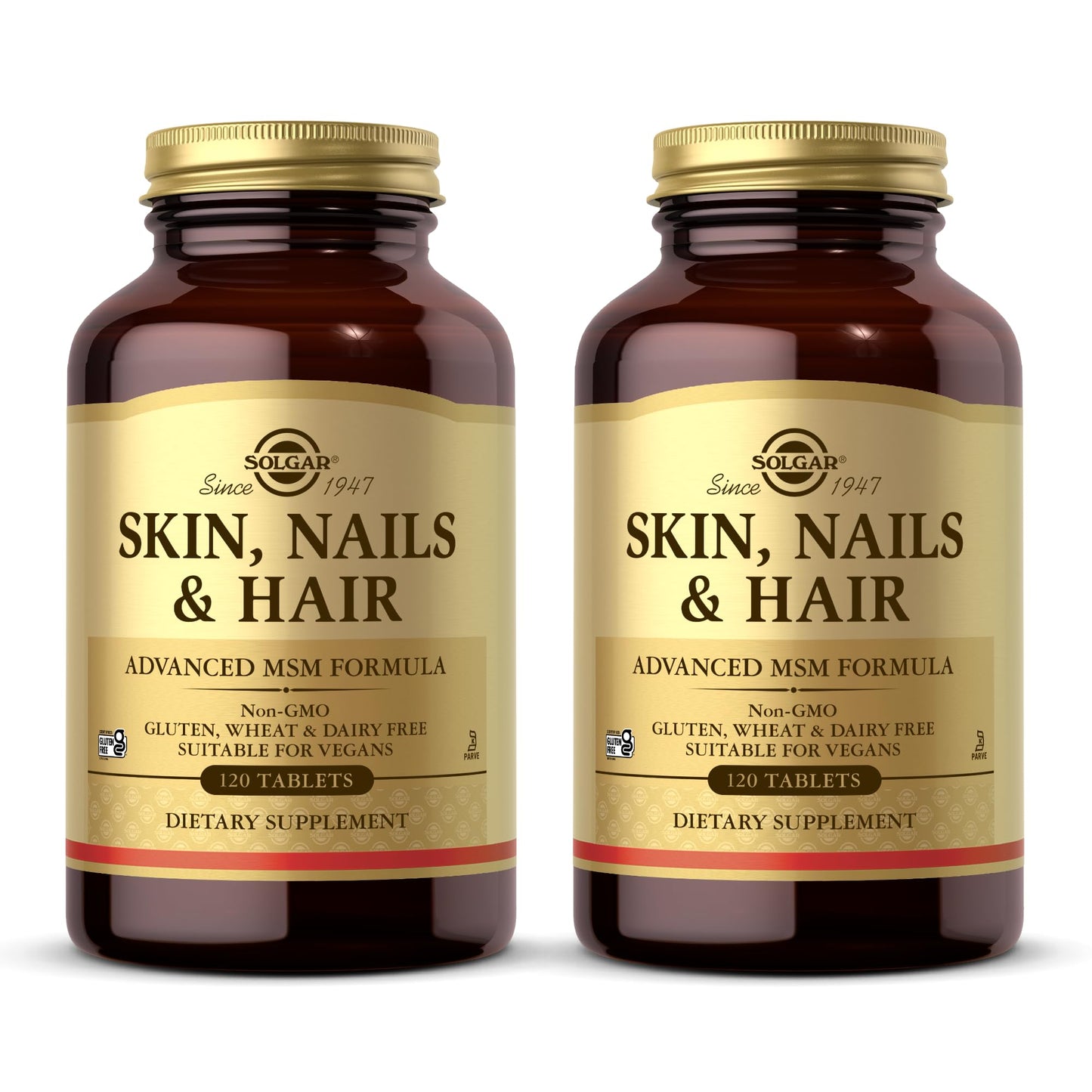 Solgar Skin, Nails & Hair - 120 Tablets Pack of 2 | Advanced MSM Formula | Non-GMO, Vegan, Gluten & Dairy Free | 120 Servings