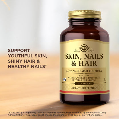 Solgar Skin, Nails & Hair - 120 Tablets Pack of 2 | Advanced MSM Formula | Non-GMO, Vegan, Gluten & Dairy Free | 120 Servings