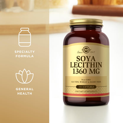 Solgar SOYA Lecithin 1360 mg - 100 Softgels | Gluten Free & Dairy Free