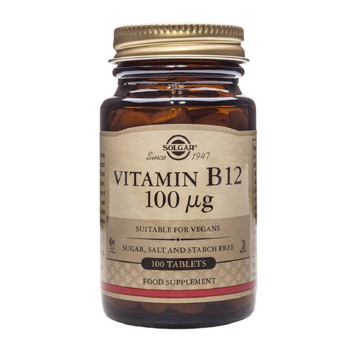 Solgar Vitamin B12 100 mcg – 100 Tablets | Vegan, Non-GMO, Gluten & Dairy Free