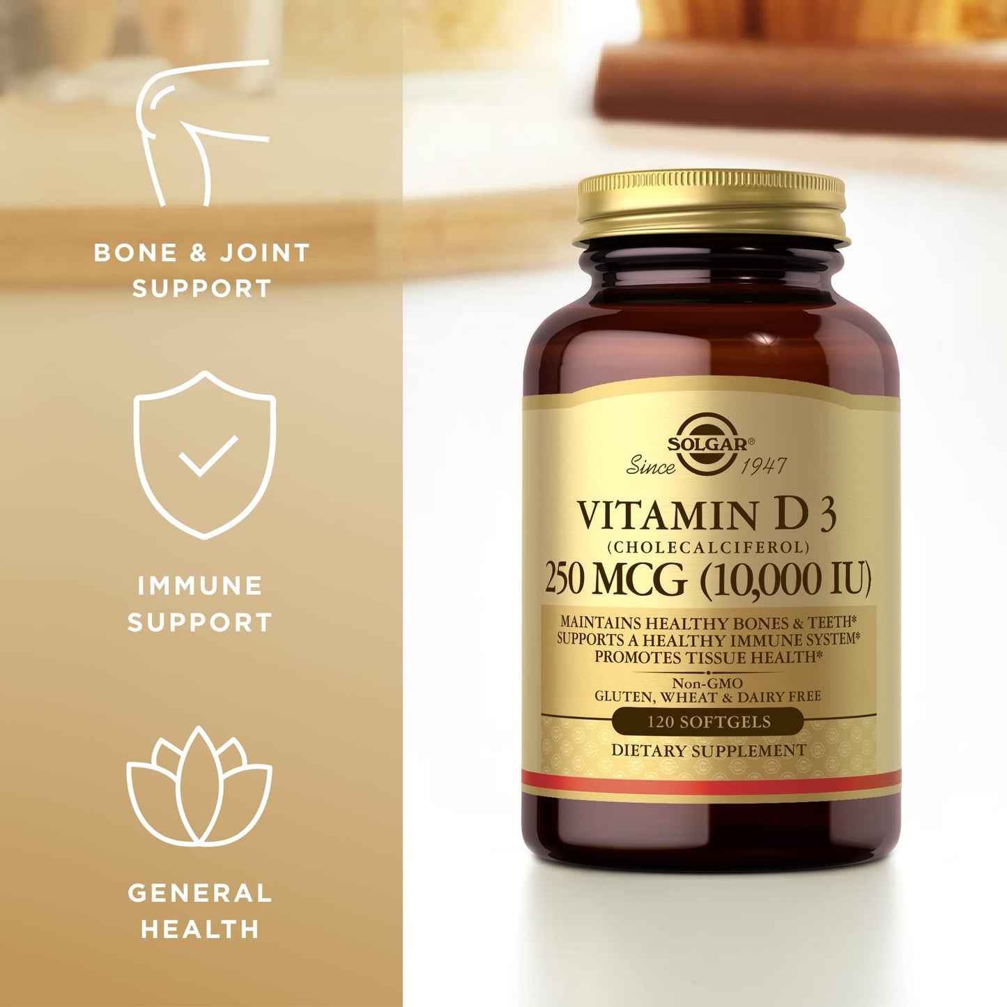 Solgar Vitamin D3 10,000 IU Softgels – 120 Count, 3 Pack | Bone, Muscle & Immune Support