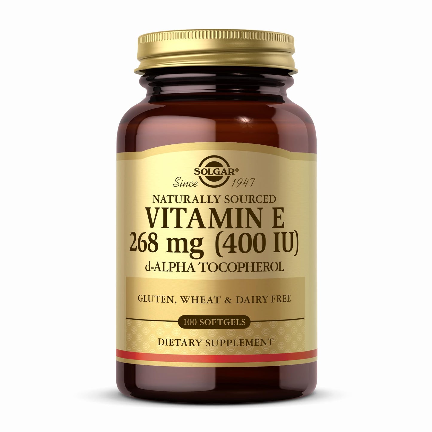 Solgar Vitamin E 268 mg (400 IU) - 100 Softgels - Naturally-Sourced Vitamin E (d-Alpha Tocopherol) - Gluten Free & Dairy Free