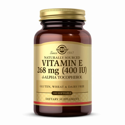 Solgar Vitamin E 268 mg (400 IU) - 100 Softgels - Naturally-Sourced Vitamin E (d-Alpha Tocopherol) - Gluten Free & Dairy Free
