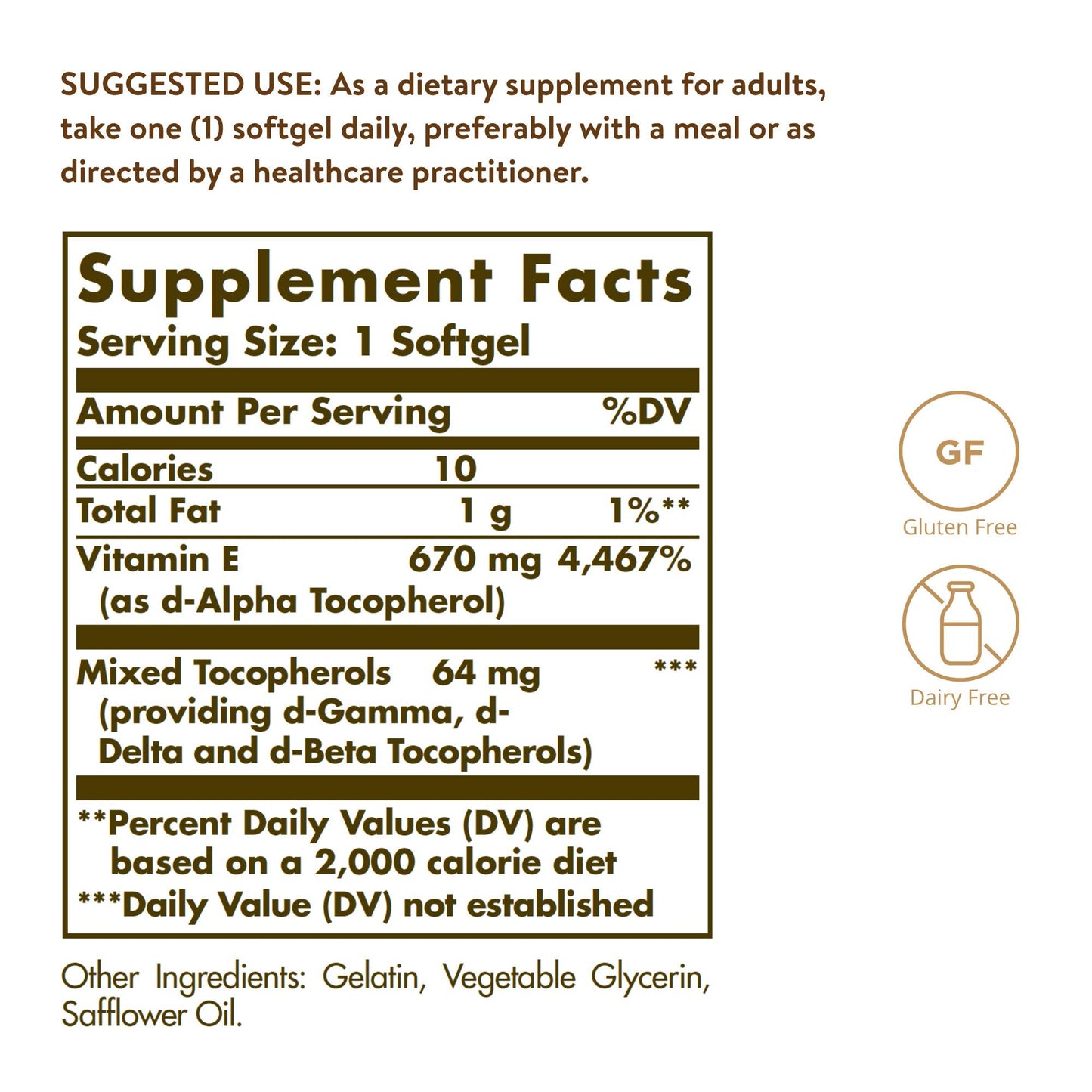 Solgar Vitamin E 670 mg (1000 IU) – 180 Softgels | Natural Antioxidant for Skin & Immune Support