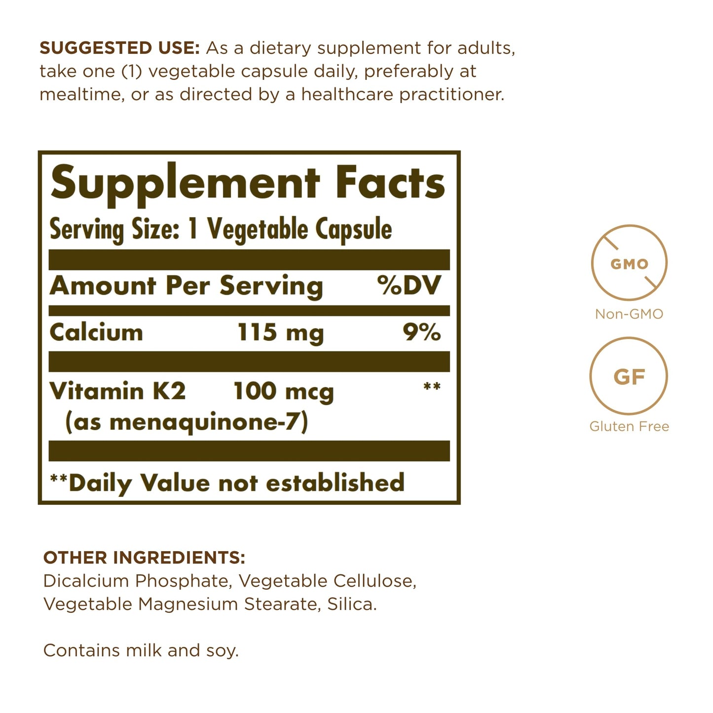 Solgar Vitamin K2 MK-7 100 mcg – Natto Whole-Food Source, 50 Vegetable Capsules x4 (200 Servings) – Non-GMO, Gluten Free