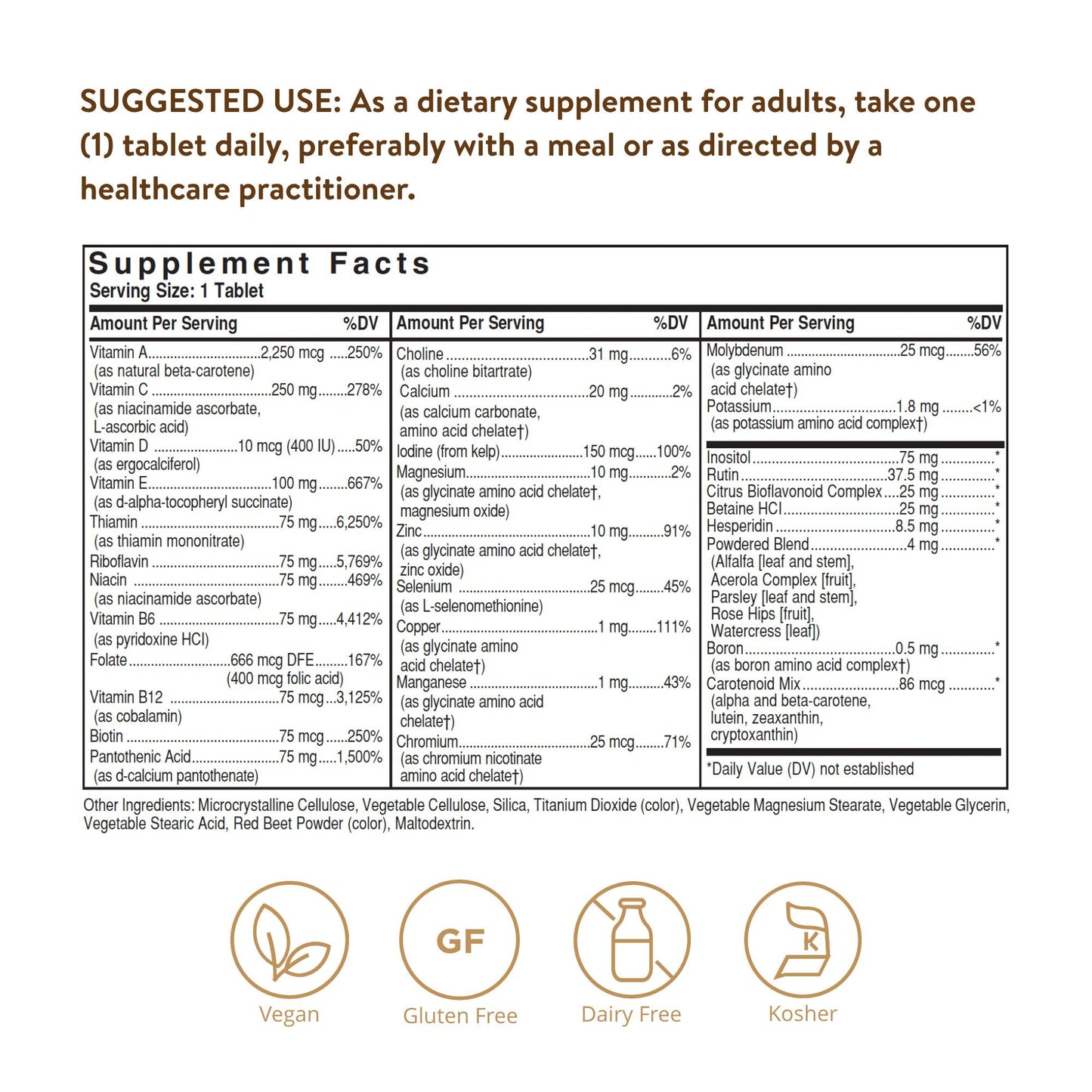 Solgar Iron-Free VM-75 Multivitamin with Chelated Minerals – 180 Tablets | Vegan, Gluten & Dairy Free