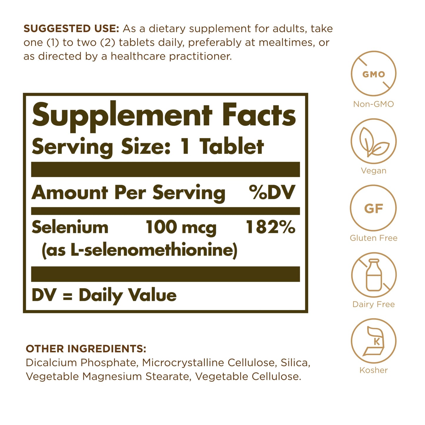 Solgar Yeast-Free Selenium 100 mcg - 100 Tablets | Antioxidant & Immune Support