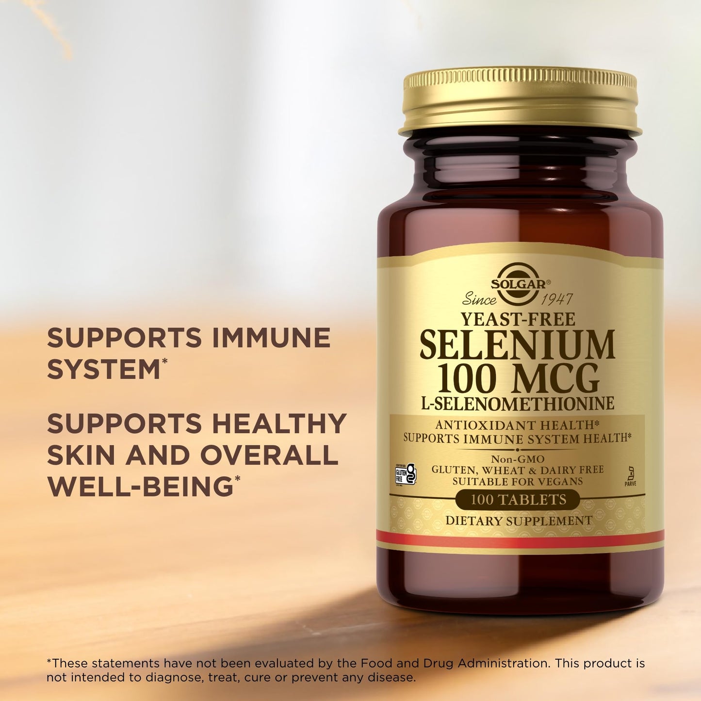 Solgar Yeast-Free Selenium 100 mcg – 100 Tablets | Antioxidant & Immune Support