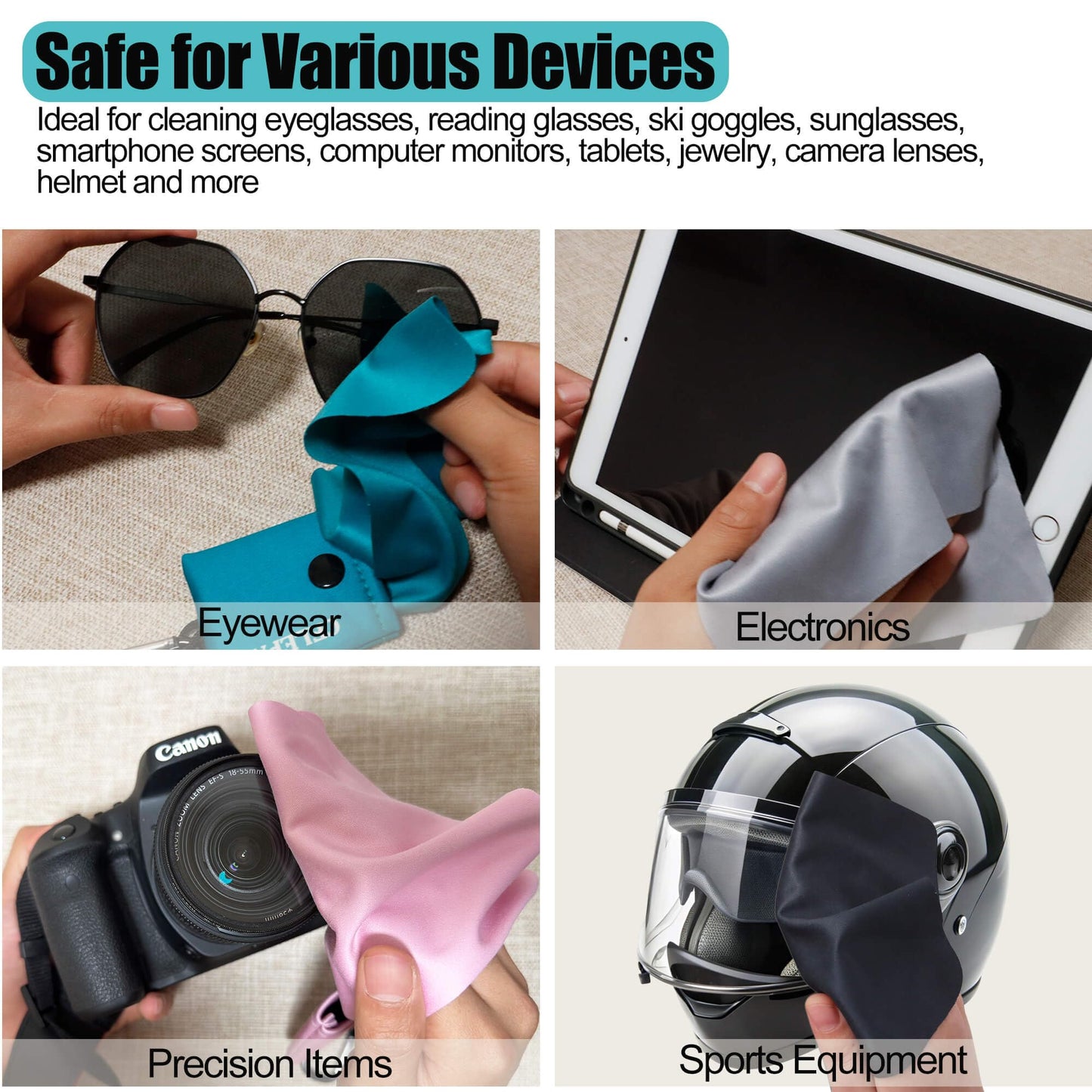 Solid Color Keychain Microfiber Eyeglasses Cleaner – Portable Cleaning Cloth Wipes for Glasses, Sunglasses, Jewelry & Electronics