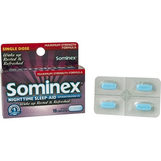 Sominex Nighttime Sleep-Aid Caplets – Maximum Strength (16 ea) Pack of 3