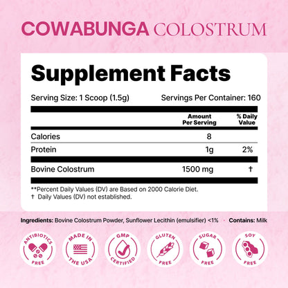 SonoHealth Cowabunga Colostrum Powder – Pure, Unaltered Colostrum for Immune & Gut Support