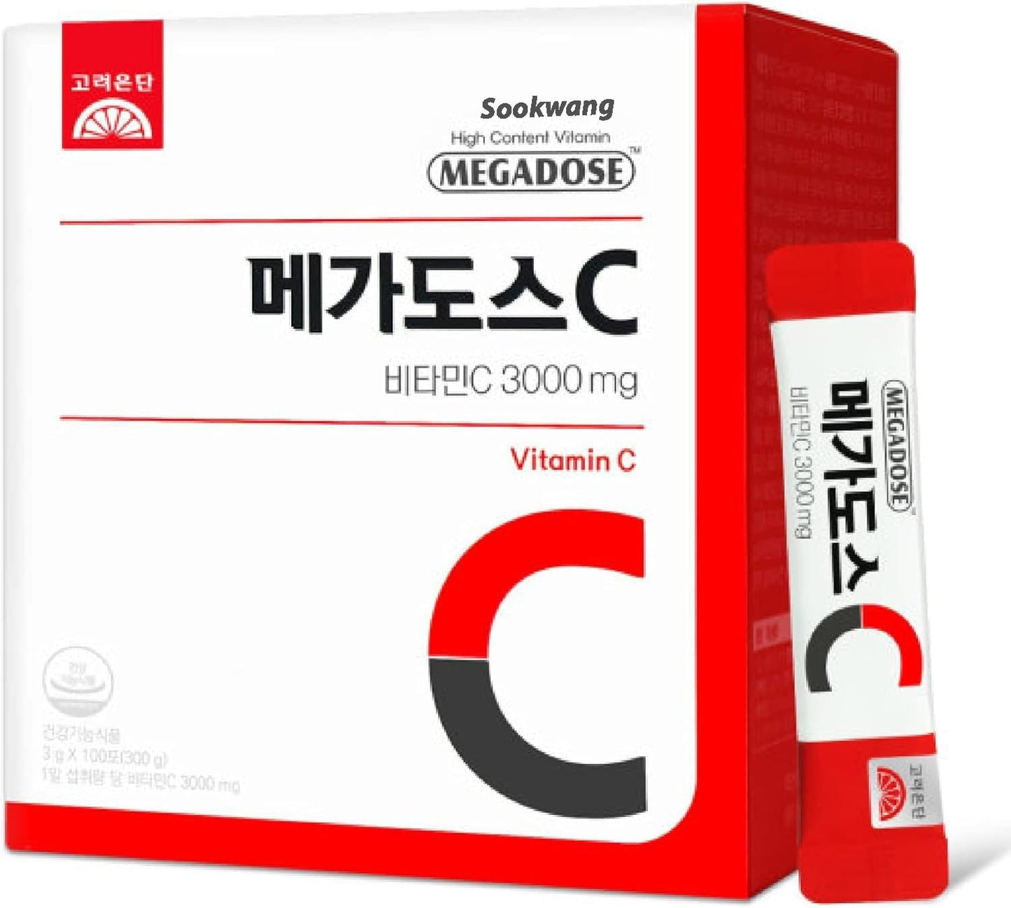 Sookwang Megadose Vitamin C Powder 3000mg | 100 Sticks, 300g