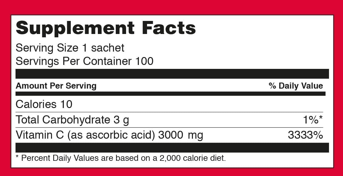 Sookwang Megadose Vitamin C Powder 3000mg | 100 Sticks, 300g
